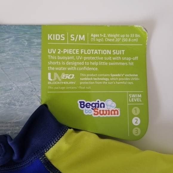 Boy's Speedo Begin to Swim UV 2 piece Flotation Suit Toddler Size S/M - Picture 6 of 15